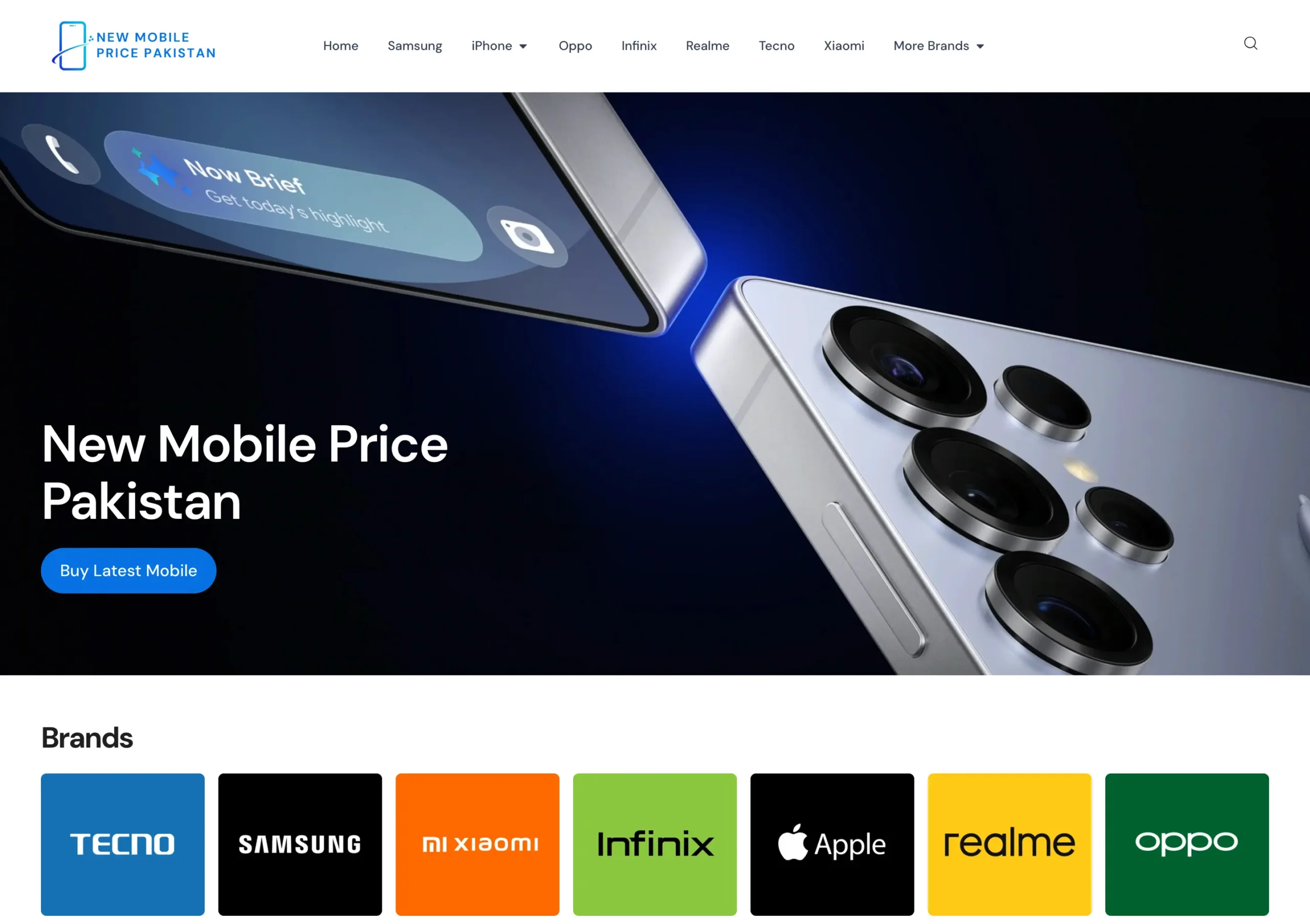 Mobile prices website landing page design