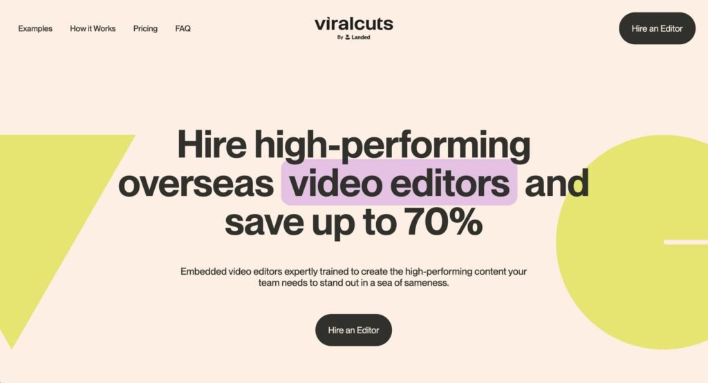 Visual structure of a landing page showing headline