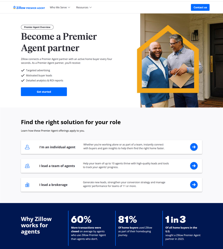 zillow real estate landing page example