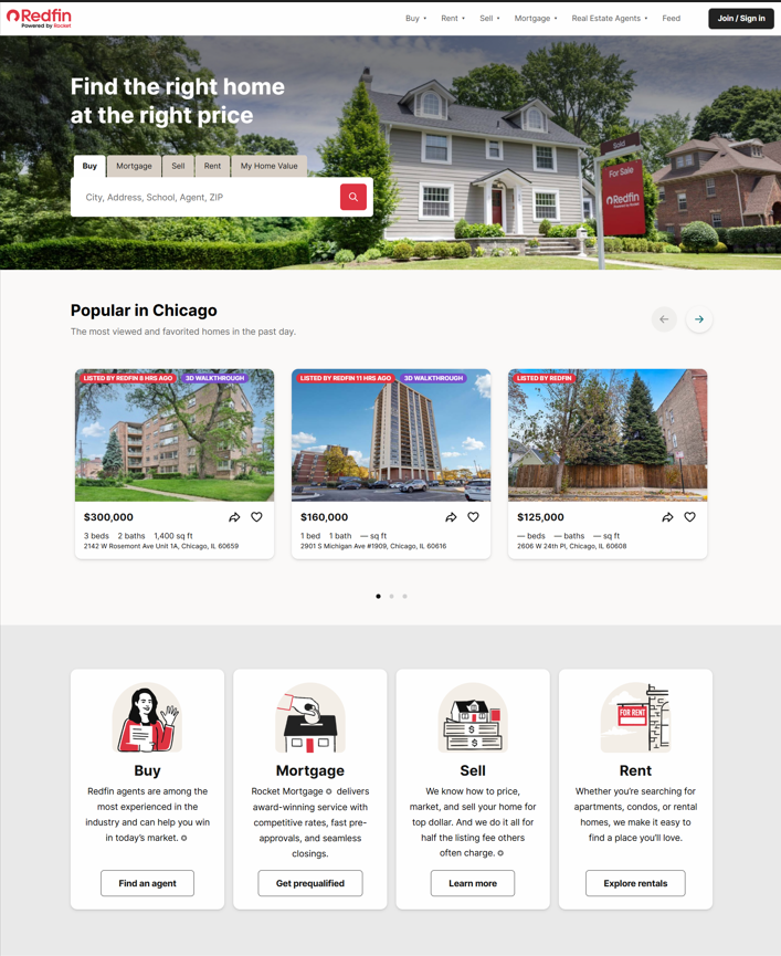 redfin landing page 