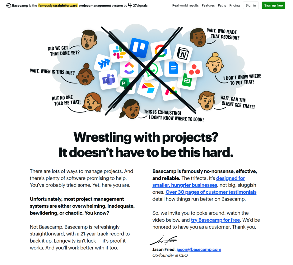 basecamp landing page
