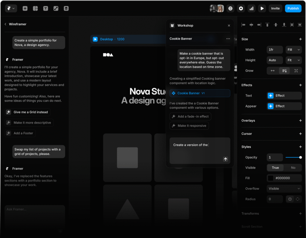 framer landing page builder