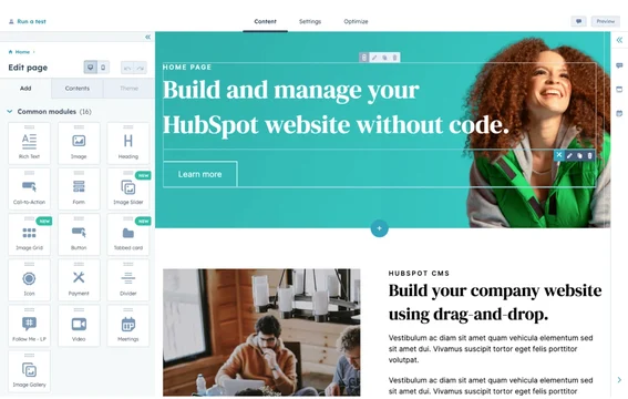 hubspot landing page builder